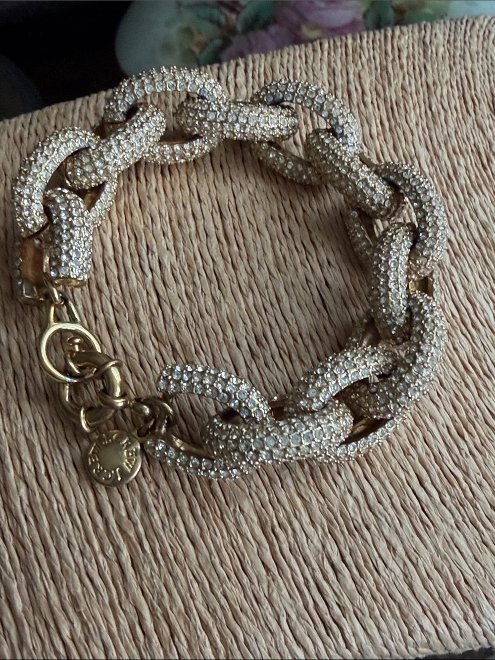 J. Crew Gold Crystal Pavé Link Bracelet